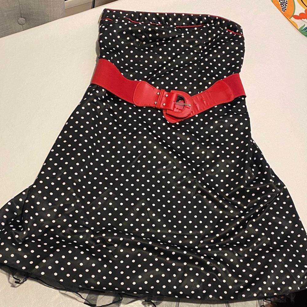 Torrid Black Dress with White Polka Dots
